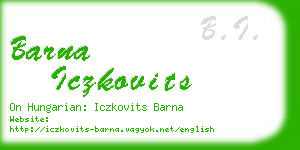 barna iczkovits business card